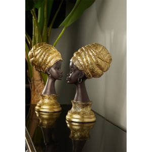 AFRICAN QUEEN ΔΙΑΚΟΣΜΗΤΙΚΗ ΦΙΓΟΥΡΑ POLYRESIN ΧΡΥΣΟ ΜΑΥΡΟ 10x15xH26cm