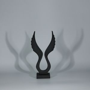 BLACK FEATHERS DECORATION TOTEM 16x7x30 POLYRESIN BLACK