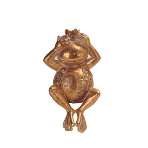 GRENOUILLE DECORATION FROG 12x10x23 POLYRESIN GOLD