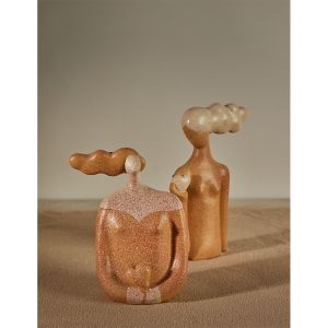 CHEVEU PINK 1 ΔΙΑΚΟΣΜΗΤΙΚΗ ΦΙΓΟΥΡΑ POLYRESIN TERRACOTTA ΓΚΡΙ 16,5x8xH20,5cm