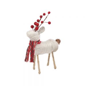 XMAS POWDER DEER 1 ΕΛΑΦΙ POLYFOAM ΠΛΑΣΤΙΚΟ ΛΕΥΚΟ ΚΟΚΚΙΝΟ 13x4xH22cm