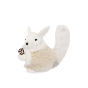 XMAS POWDER SQUIRREL 1 ΣΚΙΟΥΡΟΣ POLYFOAM ΥΦΑΣΜΑ ΛΕΥΚΟ 15x8xH13cm