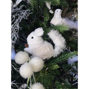 XMAS POWDER SQUIRREL 1 ΣΚΙΟΥΡΟΣ POLYFOAM ΥΦΑΣΜΑ ΛΕΥΚΟ 15x8xH13cm