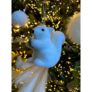 XMAS POWDER SQUIRREL 2 ΣΚΙΟΥΡΟΣ POLYFOAM ΠΛΑΣΤΙΚΟ ΛΕΥΚΟ 13x7xH11cm