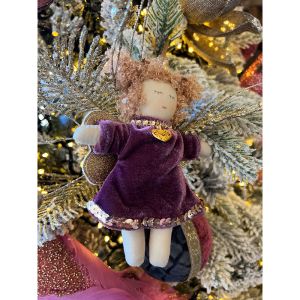 XMAS PIXIE GIRL ΚΡΕΜΑΣΤΟΣ ΑΓΓΕΛΟΣ ΥΦΑΣΜΑ ΡΟΖ ΛΕΥΚΟ 11xH25cm