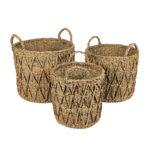 ALMAR ΚΑΛΑΘΙ SET 3ΤΜΧ SEAGRASS ΦΥΣΙΚΟ 36x36xH30cm