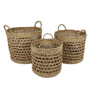 ALMAR ΚΑΛΑΘΙ SET 3ΤΜΧ SEAGRASS ΦΥΣΙΚΟ 40x40xH35cm