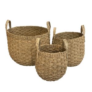 PAROS ΚΑΛΑΘΙ SET 3ΤΜΧ SEAGRASS ΦΥΣΙΚΟ 43x43xH41cm