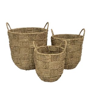 PAROS ΚΑΛΑΘΙ SET 3ΤΜΧ SEAGRASS ΦΥΣΙΚΟ 30x30xH35cm