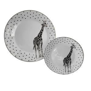 AFRICA ΠΙΑΤΟ PASTAS SET 7ΤΜΧ NEW BONE CHINA ΛΕΥΚΟ ΜΑΥΡΟ 30x30xH2,5cm