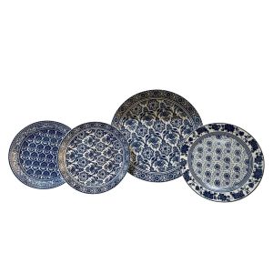 FELICIA ΠΙΑΤΟ PASTAS SET 7ΤΜΧ NEW BONE CHINA ΛΕΥΚΟ ΜΠΛΕ 30x30xH2,5cm