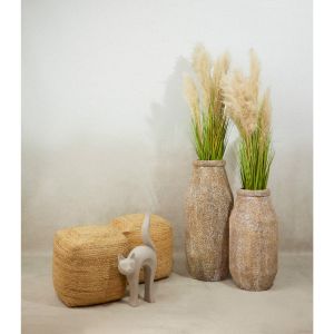 FOLEGANDROS ΓΛΑΣΤΡΑ FIBER GLASS ΜΠΕΖ ΚΑΦΕ 34x34xH71cm