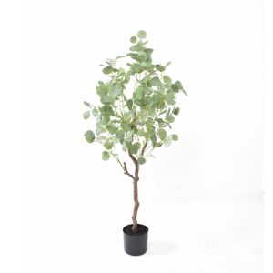 SILVER DOLLAR EUCALYPTUS ΔΕΝΤΡΟ ΤΕΧΝΗΤΟ ΣΕ ΓΛΑΣΤΡΑ PE ΜΕΤΑΞΩΤΟ ΥΦΑΣΜΑ ΠΡΑΣΙΝΟ H120cm