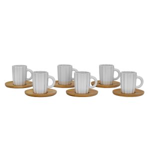 CACTUS ΚΟΥΠΑ ESPRESSO SET 6ΤΜΧ ΠΟΡΣΕΛΑΝΗ BAMBOO ΛΕΥΚΟ ΦΥΣΙΚΟ 26,5x22xH6cm