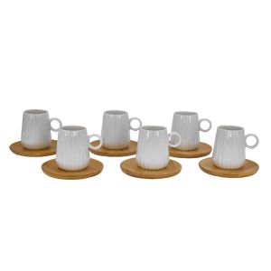 RIPPLE ΚΟΥΠΑ ESPRESSO SET 6ΤΜΧ ΠΟΡΣΕΛΑΝΗ BAMBOO ΛΕΥΚΟ ΦΥΣΙΚΟ 26x23xH6cm