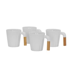 NORDIC ΚΟΥΠΑ SET 4ΤΜΧ ΠΟΡΣΕΛΑΝΗ BAMBOO ΛΕΥΚΟ ΦΥΣΙΚΟ 22,5x22,5xH9cm