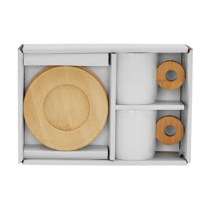 NORDIC ΚΟΥΠΑ SET 2ΤΜΧ ΠΟΡΣΕΛΑΝΗ BAMBOO ΛΕΥΚΟ ΦΥΣΙΚΟ 20x14xH6,5cm