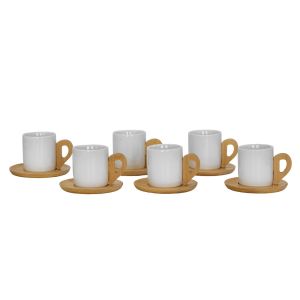 NORDIC ΚΟΥΠΑ ESPRESSO SET 6ΤΜΧ ΠΟΡΣΕΛΑΝΗ BAMBOO ΛΕΥΚΟ ΦΥΣΙΚΟ 29x21xH6,5cm