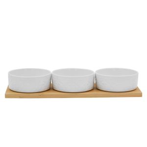 FLEURS ΜΠΩΛ SET 3ΤΜΧ ΠΟΡΣΕΛΑΝΗ BAMBOO ΛΕΥΚΟ ΦΥΣΙΚΟ 29x10xH5cm