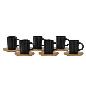 CACTUS ΚΟΥΠΑ ESPRESSO SET 6ΤΜΧ ΠΟΡΣΕΛΑΝΗ BAMBOO ΜΑΥΡΟ ΦΥΣΙΚΟ 32x28xH7cm