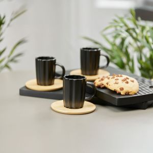 CACTUS ΚΟΥΠΑ ESPRESSO SET 6ΤΜΧ ΠΟΡΣΕΛΑΝΗ BAMBOO ΜΑΥΡΟ ΦΥΣΙΚΟ 32x28xH7cm