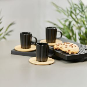 CACTUS ΚΟΥΠΑ ESPRESSO SET 6ΤΜΧ ΠΟΡΣΕΛΑΝΗ BAMBOO ΜΑΥΡΟ ΦΥΣΙΚΟ 26,5x22xH6cm