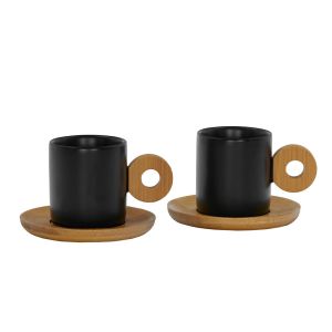 NORDIC ΚΟΥΠΑ ESPRESSO SET 2ΤΜΧ ΠΟΡΣΕΛΑΝΗ BAMBOO ΜΑΥΡΟ ΦΥΣΙΚΟ 20x14xH6,5cm