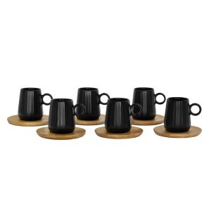 RIPPLE ΚΟΥΠΑ ESPRESSO SET 6ΤΜΧ ΠΟΡΣΕΛΑΝΗ BAMBOO ΜΑΥΡΟ ΦΥΣΙΚΟ 26x23xH6cm