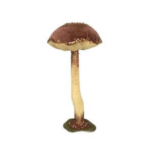 XMAS AGARICUS BROCADE S ΜΑΝΙΤΑΡΙ FOAM ΒΕΛΟΥΔΟ ΚΑΦΕ 23x23xH51cm