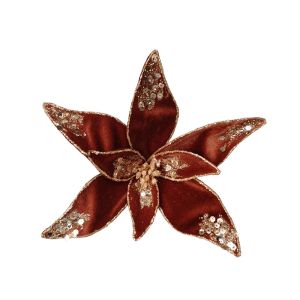 XMAS BROCADE FLOWER 3 ΛΟΥΛΟΥΔΙ ΒΕΛΟΥΔΟ TERRACOTTA H30m