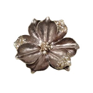 XMAS BROCADE FLOWER 6 ΛΟΥΛΟΥΔΙ POLYESTER ΜΑΝΙΤΑΡΙ H18cm