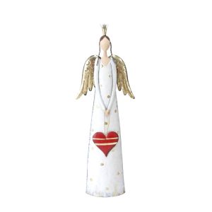 XMAS ANGEL BEAUTY B ΑΓΓΕΛΟΣ ΜΕΤΑΛΛΟ ΛΕΥΚΟ ΧΡΥΣΟ ΚΟΚΚΙΝΟ 26x11xH80cm