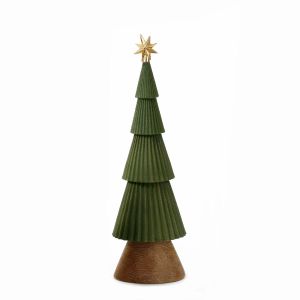 XMAS GREEN TREE M DECO POLYRESIN ΠΡΑΣΙΝΟ ΚΑΦΕ ΧΡΥΣΟ 15x15xH47cm