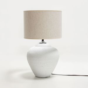 SANTORINI LAMP TABLE 30x30x60 CERAMIC WHITE LINEN BEIGE