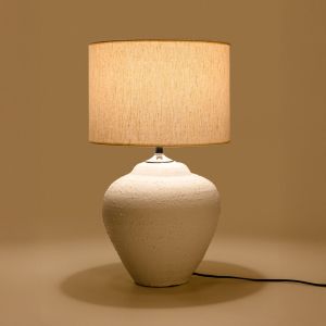 SANTORINI LAMP TABLE 30x30x60 CERAMIC WHITE LINEN BEIGE