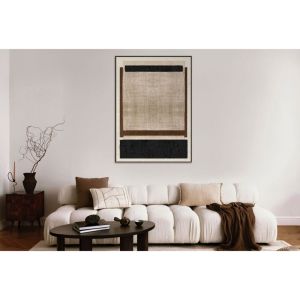 SQUARE ΠΙΝΑΚΑΣ ΔΙΑΚΟΣΜΗΤΙΚΟΣ ΜΕ ΚΟΡΝΙΖΑ 80x120x4.3 ΚΑΜΒΑΣ ΜΠΕΖ ΜΑΥΡΟ ΚΑΦΕ PS