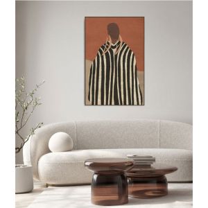 CIANNA ΠΙΝΑΚΑΣ ΔΙΑΚΟΣΜΗΤΙΚΟΣ ΜΕ ΚΟΡΝΙΖΑ 80x120x4.3 ΚΑΜΒΑΣ TERRACOTTA ΜΠΕΖ ΚΑΦΕ PS