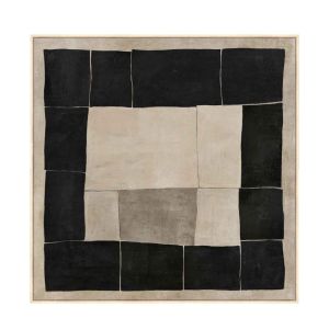 MYSTIC SQUARES ΠΙΝΑΚΑΣ ΔΙΑΚΟΣΜΗΤΙΚΟΣ ΜΕ ΚΟΡΝΙΖΑ 100x100x4 ΚΑΜΒΑΣ ΜΠΕΖ ΜΑΥΡΟ ΞΥΛΟ