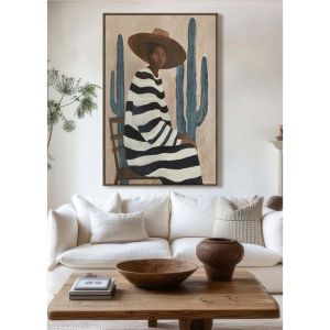 DESERT BLOOM ΠΙΝΑΚΑΣ ΔΙΑΚΟΣΜΗΤΙΚΟΣ ΜΕ ΚΟΡΝΙΖΑ 80x120x4 ΚΑΜΒΑΣ ΚΑΦΕ ΜΠΕΖ PP