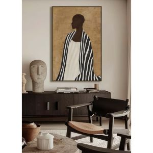 TIMELESS ELEGANCE A ΠΙΝΑΚΑΣ ΔΙΑΚΟΣΜΗΤΙΚΟΣ ΜΕ ΚΟΡΝΙΖΑ 80x120x4 ΚΑΜΒΑΣ ΚΑΦΕ ΜΠΕΖ PP ΜΑΥΡΟ