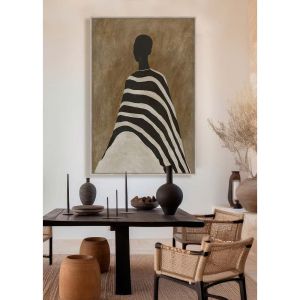 TIMELESS ELEGANCE B ΠΙΝΑΚΑΣ ΔΙΑΚΟΣΜΗΤΙΚΟΣ ΜΕ ΚΟΡΝΙΖΑ 80x120x4 ΚΑΜΒΑΣ ΚΑΦΕ ΜΠΕΖ PP ΜΑΥΡΟ