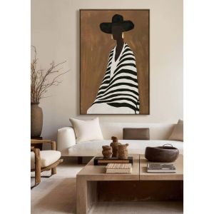 TIMELESS ELEGANCE C ΠΙΝΑΚΑΣ ΔΙΑΚΟΣΜΗΤΙΚΟΣ ΜΕ ΚΟΡΝΙΖΑ 80x120x4 ΚΑΜΒΑΣ ΚΑΦΕ ΜΠΕΖ PP ΜΑΥΡΟ