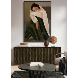 SILENT REFLECTION ΠΙΝΑΚΑΣ ΔΙΑΚΟΣΜΗΤΙΚΟΣ ΜΕ ΚΟΡΝΙΖΑ 80x120x4 ΚΑΜΒΑΣ ΚΑΦΕ ΜΠΕΖ PP ΠΡΑΣΙΝΟ