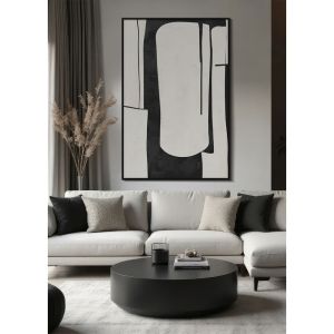 FIELDS ΠΙΝΑΚΑΣ ΔΙΑΚΟΣΜΗΤΙΚΟΣ ΜΕ ΚΟΡΝΙΖΑ 120x80x4cm ΚΑΜΒΑΣ ΜΑΥΡΟ BEIGE ΞΥΛΟ ΜΑΥΡΟ