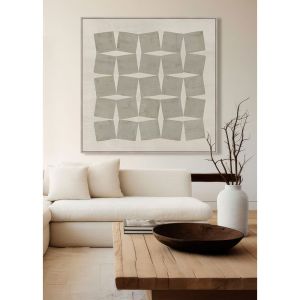 CHAINED ΠΙΝΑΚΑΣ ΔΙΑΚΟΣΜΗΤΙΚΟΣ ΜΕ ΚΟΡΝΙΖΑ 80x80x4cm ΚΑΜΒΑΣ BEIGE ΓΚΡΙ ΞΥΛΟ ΦΥΣΙΚΟ