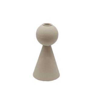 HALO CANDLE HOLDER 9x9x17.5 METAL BEIGE