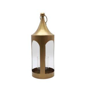 LUM LANTERN FOR CANDLE 19x19x52 METAL METALLIC GOLD GLASS
