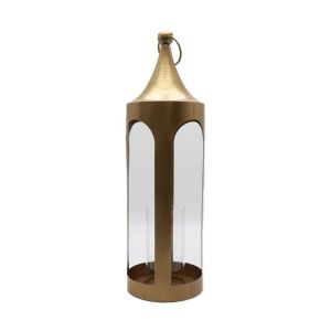 LUM LANTERN FOR CANDLE 19x19x64 METAL METALLIC GOLD GLASS