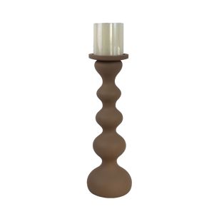 MINCE DECORATION CANDLEHOLDER 12x12x36.5 POLYRESIN BROWN