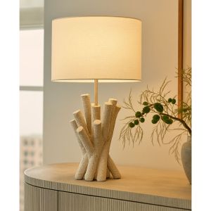 WOODLAND ΦΩΤΙΣΤΙΚΟ ΕΠΙΤΡΑΠΕΖΙΟ 26x26x54 POLYRESIN ΛΕΥΚΟ ΥΦΑΣΜΑ OFF WHITE